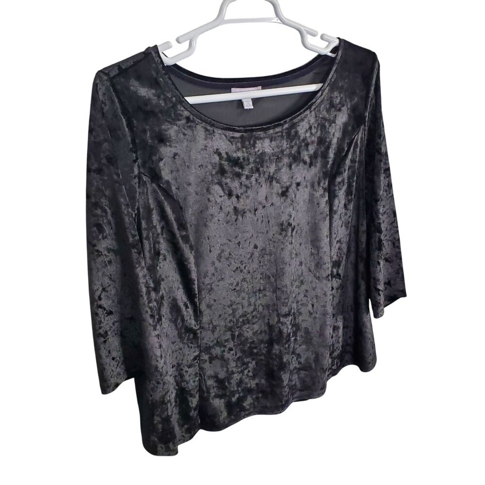 Westport 1962 Size 3X Top Stretch Silky Crushed Velvet Shaped Fit 3/4 Sleeve